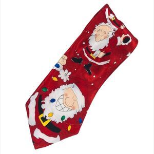 Novelties Hallmark Santa and Christmas Lights Tie Red
